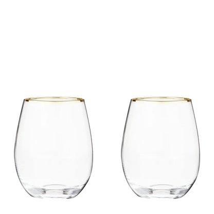 Twine Living Co. Gilded 18 oz. Stemless Wine Glass (set of 2)-Twine Living Co.-Diamondback Branding