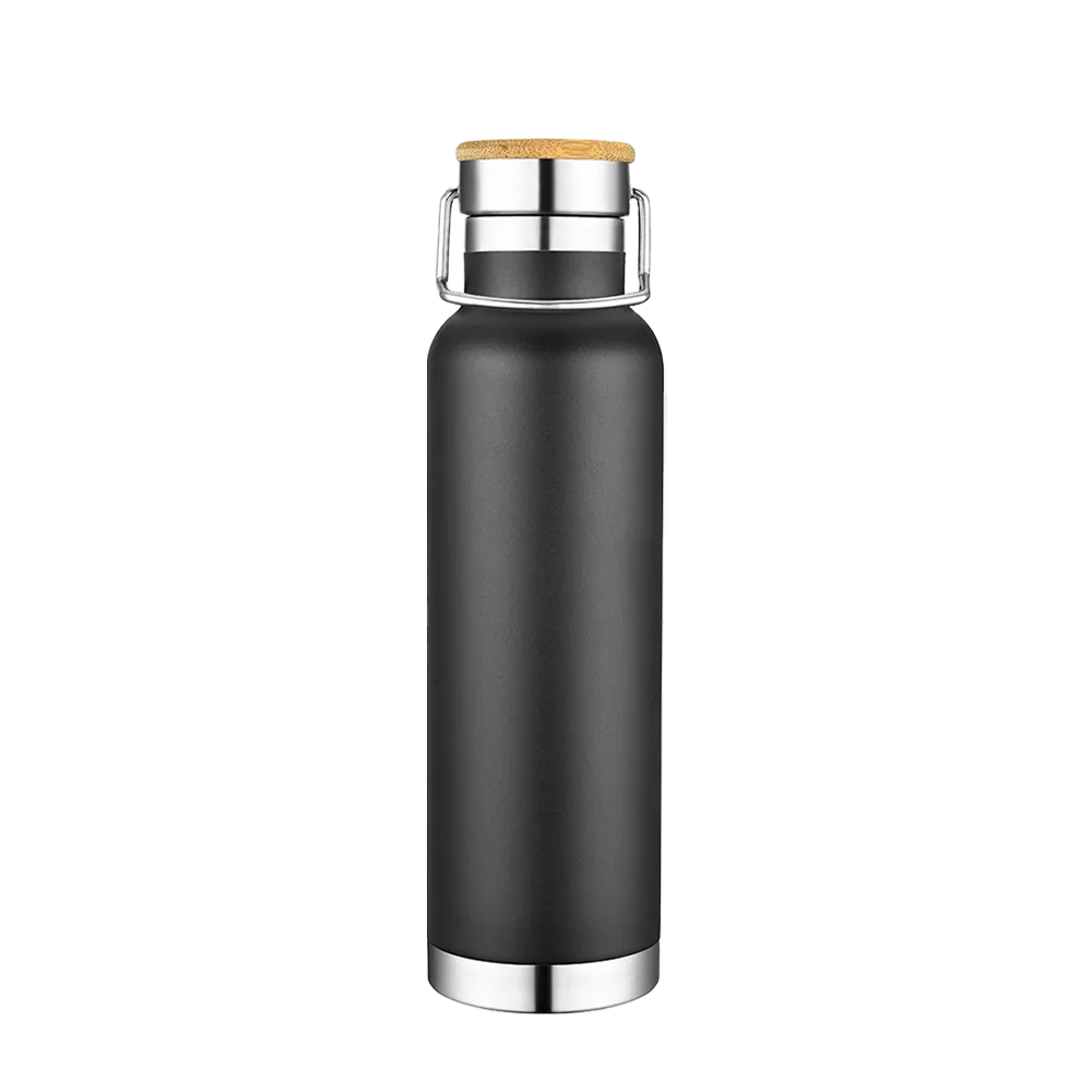 Slate 22 oz Vacuum Bottle W/ Bamboo Top