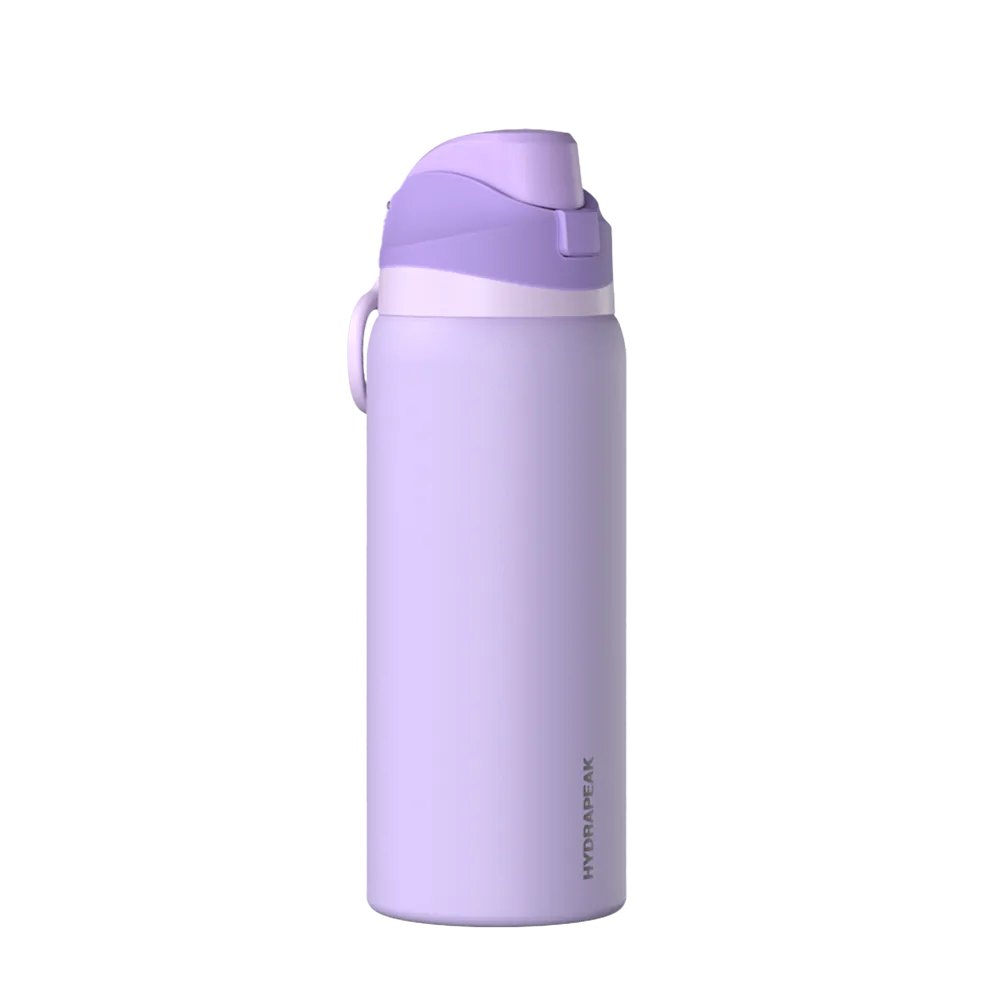 Hydrapeak Flow Bouteille d'eau isotherme avec couvercle à paille, bouteille d'eau en métal, bouteille d'eau isotherme en acier inoxydable, sans BPA et anti-fuite, paille et poignée (rose poudré Hydrapeak Flow Bouteille d'eau isotherme avec couvercle à paille, bouteille d'eau en métal, bouteille d'eau isotherme en acier inoxydable, sans BPA et anti-fuite, paille et poignée (rose poudré
