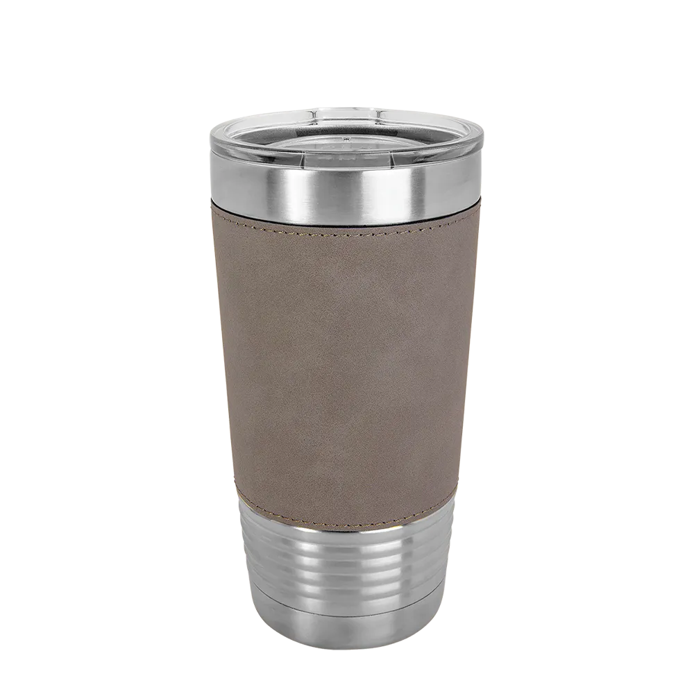 Polar Camel 20 oz. Laserable Leatherette Tumbler w/ Clear Lid