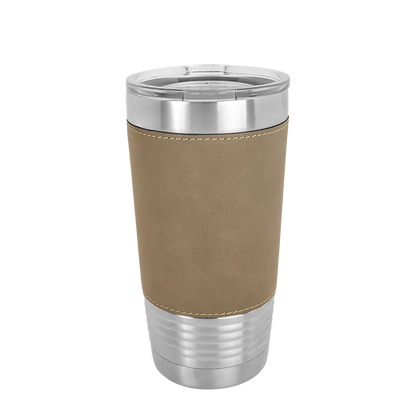 Polar Camel 20 oz. Laserable Leatherette Tumbler w/ Clear Lid