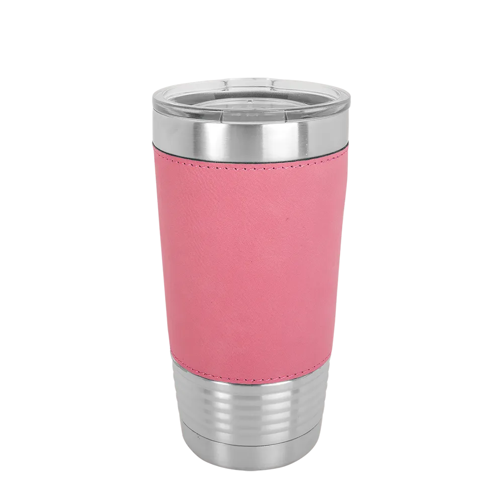 Polar Camel 20 oz. Laserable Leatherette Tumbler w/ Clear Lid