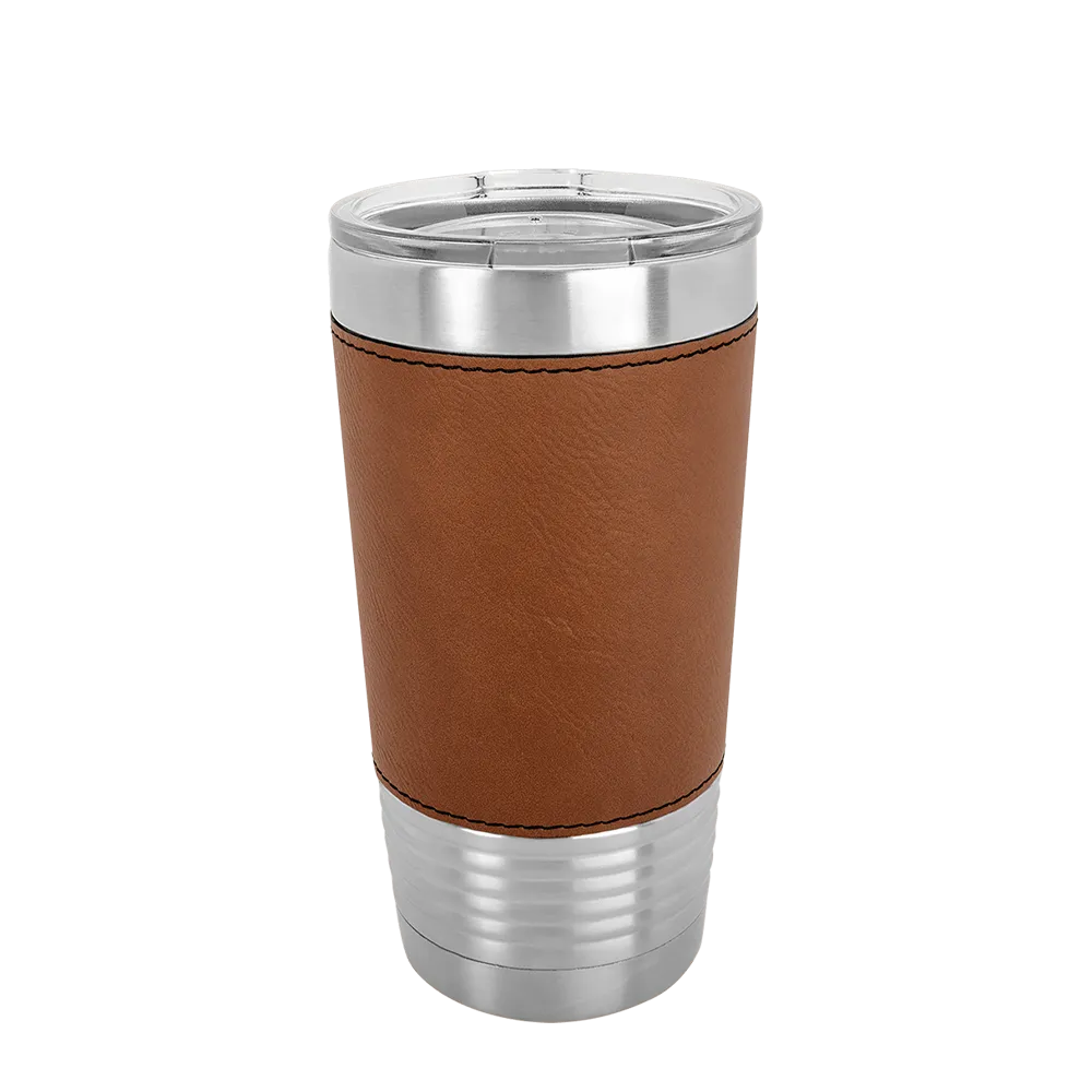 Polar Camel 20 oz. Laserable Leatherette Tumbler w/ Clear Lid