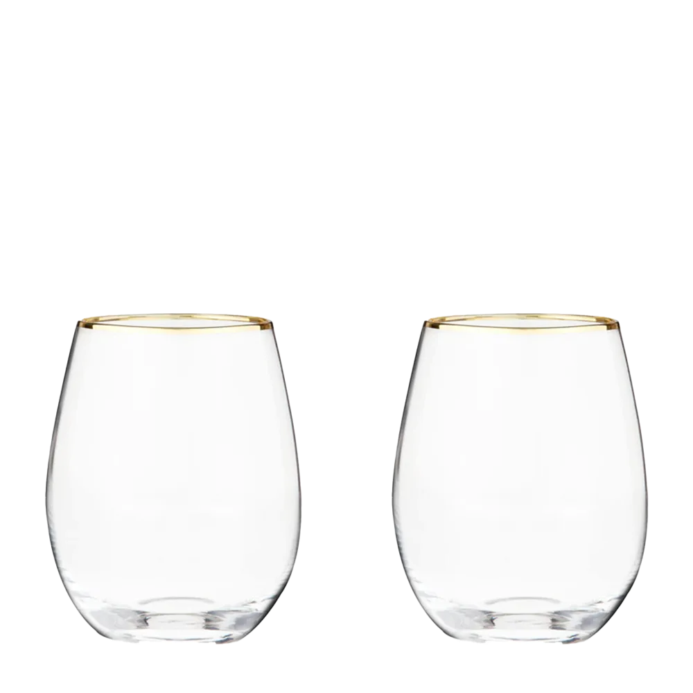 Twine Living Co. Gilded 18 oz. Stemless Wine Glass (set of 2)-Twine Living Co.-Diamondback Branding
