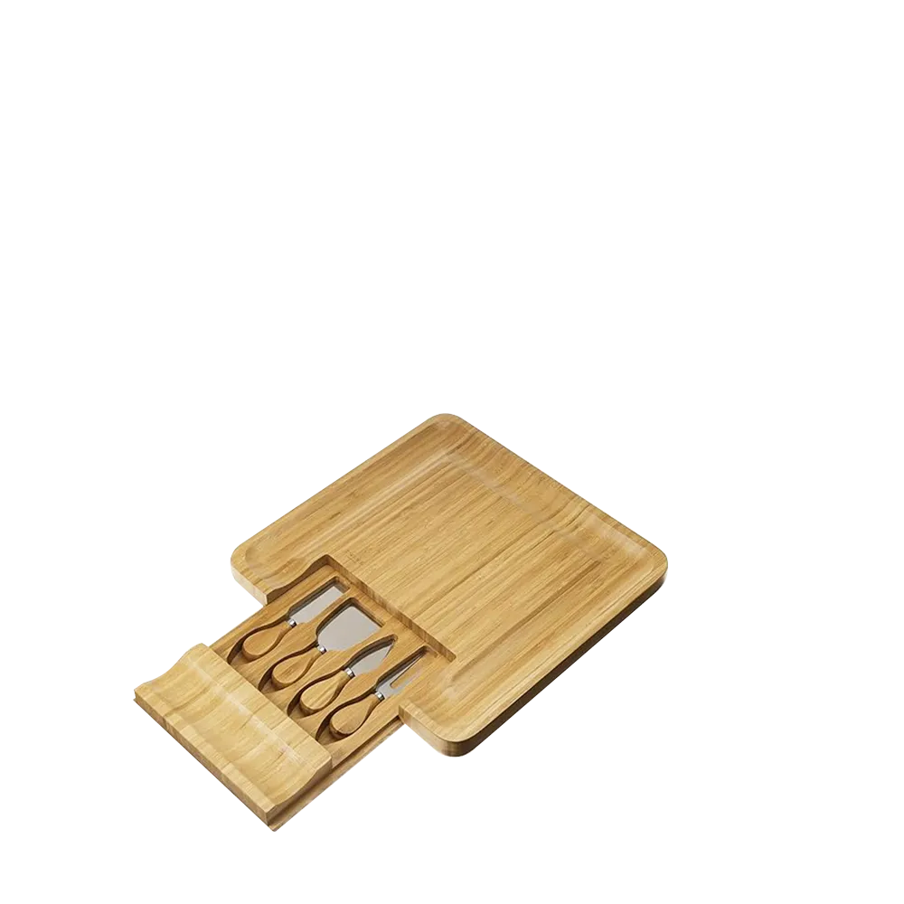 Twine Living Co. Four Piece Bamboo Cheese Board and Knife Set