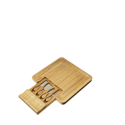 Twine Living Co. Four Piece Bamboo Cheese Board and Knife Set