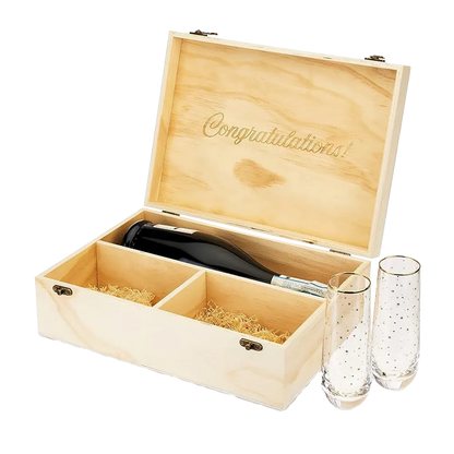 Twine Living Co. Celebrate Wood Champagne Box Set w/ Flutes