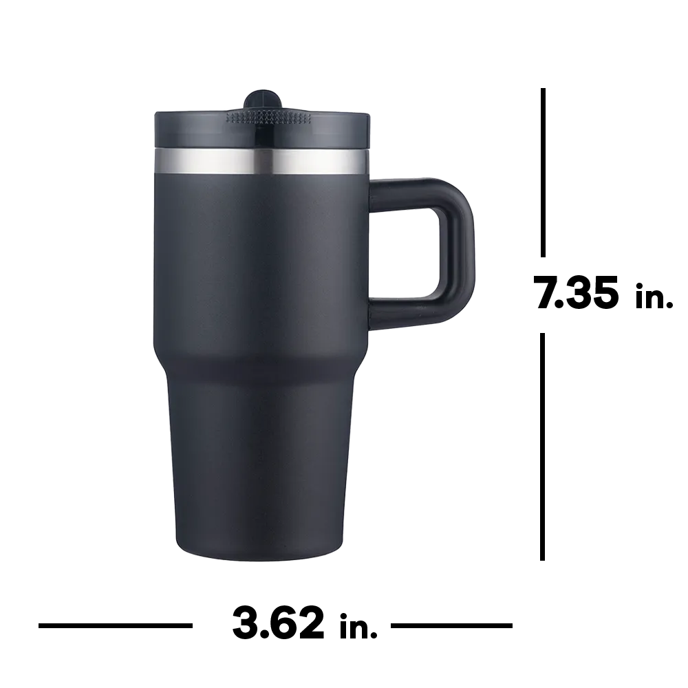 Slate 20 oz Handle Mug with straw lid dimension