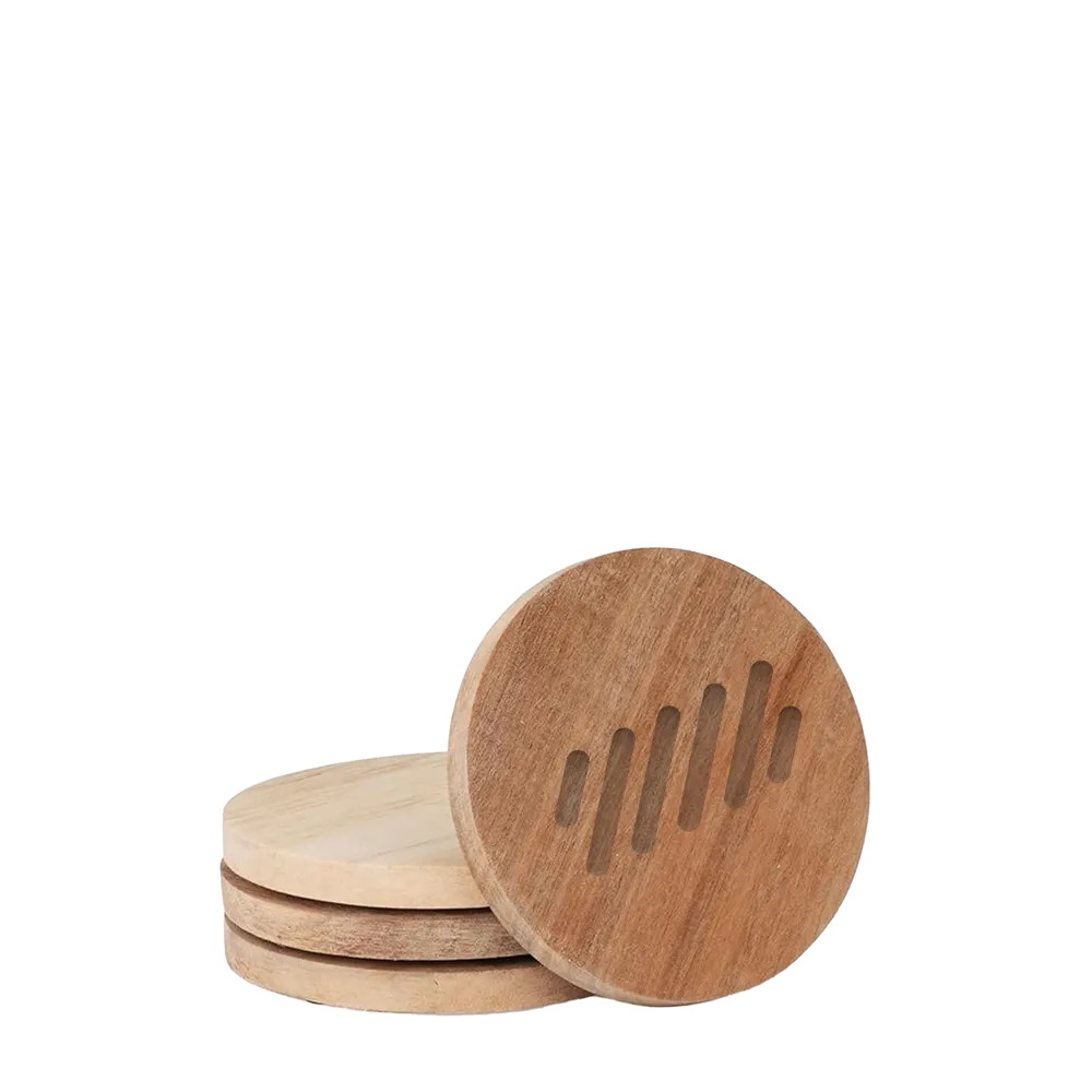 Acacia Wood Round Coaster Set