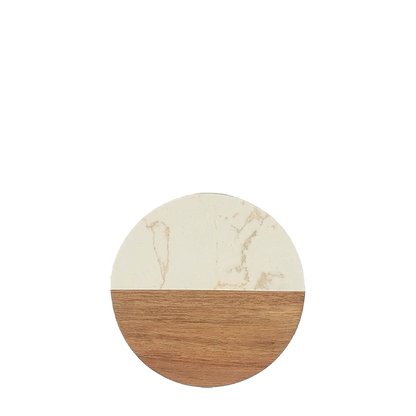 Round Marble and Acacia Wood Coaster
