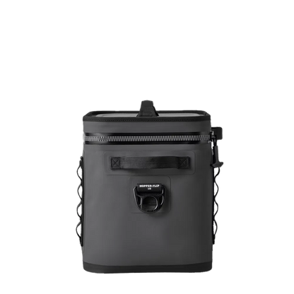 Yeti Hopper 18 Can Soft Cooler side profile in charcoal 
