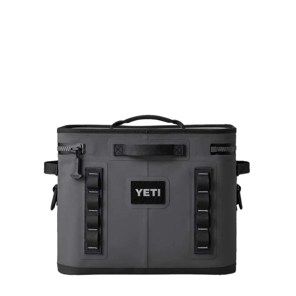 Yeti Hopper 18 Can Soft Cooler back profile in charcoal 