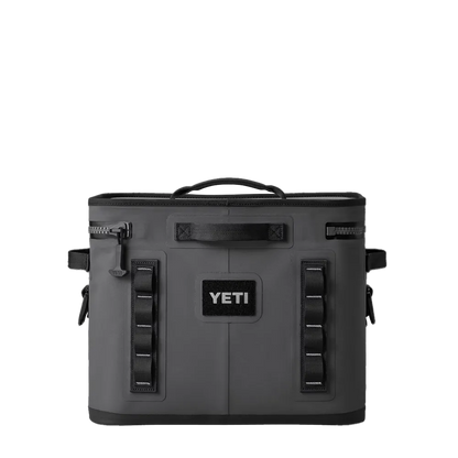 Yeti Hopper 18 Can Soft Cooler back profile in charcoal 