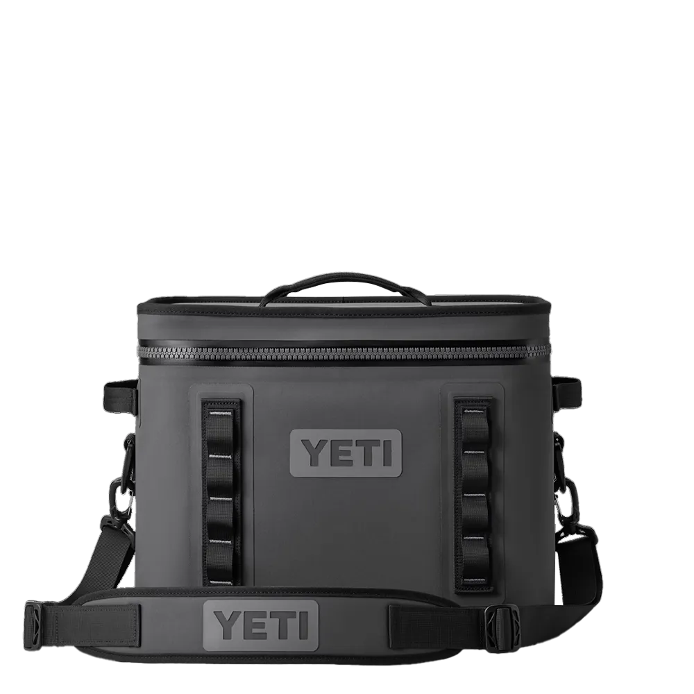 Yeti Hopper 18 Can Soft Cooler with strap in charcoal 